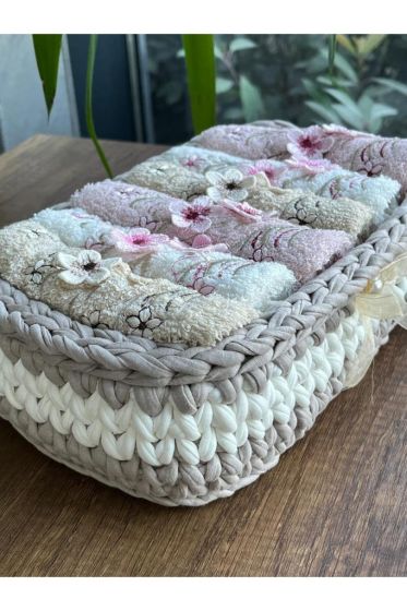 Adile Sepette El Örgüsü 3D Nakışlı 6lı Mutfak Havlu Takımı - Çeyiz Diyarı (1)