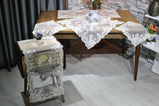 Akasya 5 Parça Salon Takımı Krem Gold - Çeyiz Diyarı