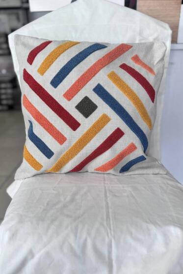 Alaska 2li Punch Nakışlı Kırlent Kılıfı 45x45 Cm - Çeyiz Diyarı