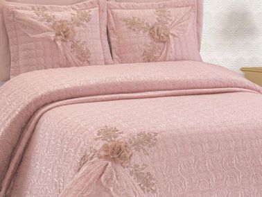 Aleyna Çift Kişilik Yatak Örtüsü Pudra - 2
