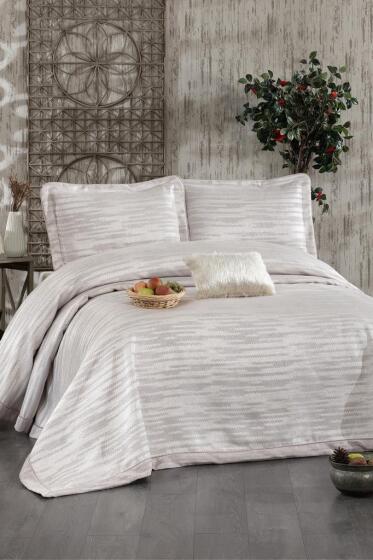 Alina Şönil Çift Kişilik Yatak Örtüsü 260x260 cm Taş - Çeyiz Diyarı