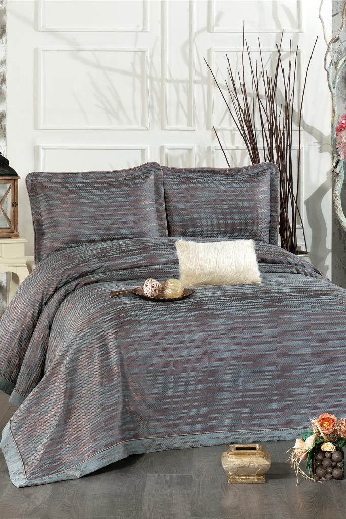 Alina Şönil Çift Kişilik Yatak Örtüsü 260x260 cm Turkuaz - 1