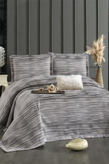 Alina Şönil Çift Kişilik Yatak Örtüsü 260x260 cm Vizon - Çeyiz Diyarı