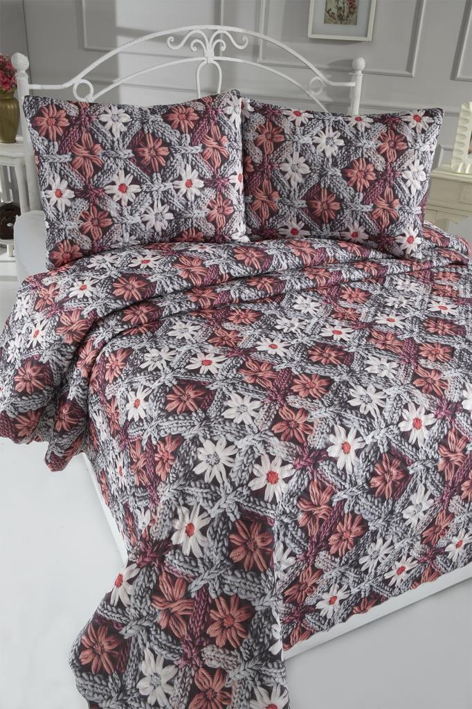 Alvera Ultrasonik Kapitoneli 5D Baskılı Çift Kişilik Pike Takımı - 1