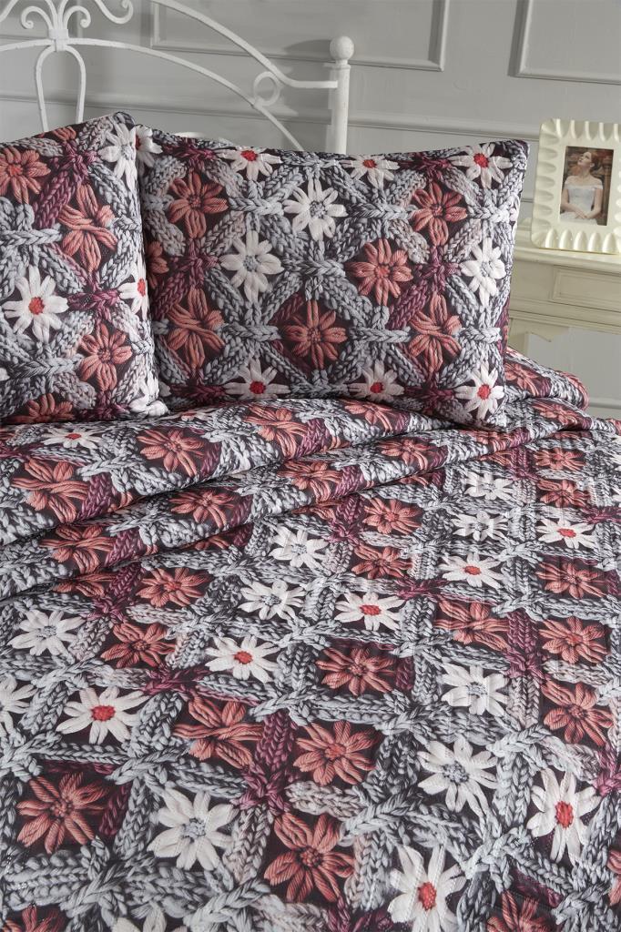 Alvera Ultrasonik Kapitoneli 5D Baskılı Çift Kişilik Pike Takımı - 3