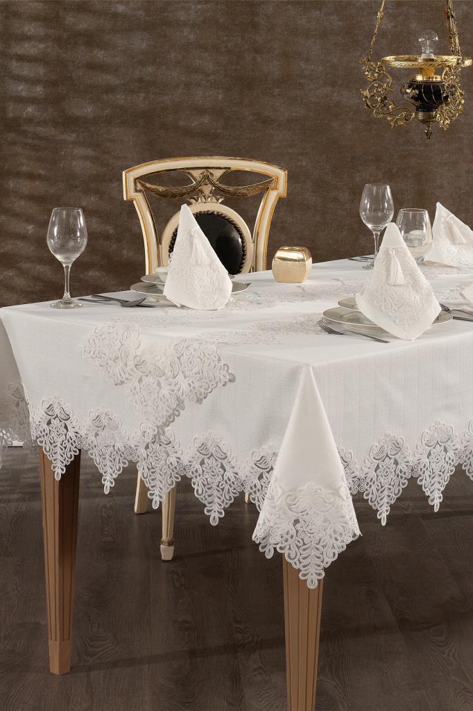Alya Masa Örtüsü Takımı 26 Parça Ekru - 1
