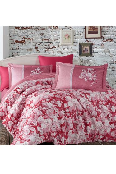 Amalia Pamuk Saten Çift Kişilik Nevresim Takımı Bordo - Hobby (1)