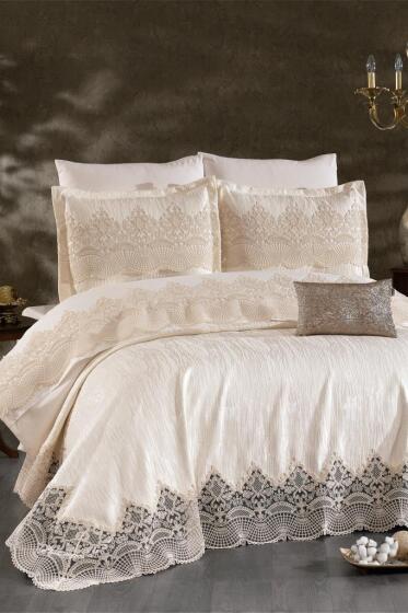 Amanda Gelin Seti 8 Parça Ekru - Çeyiz Diyarı