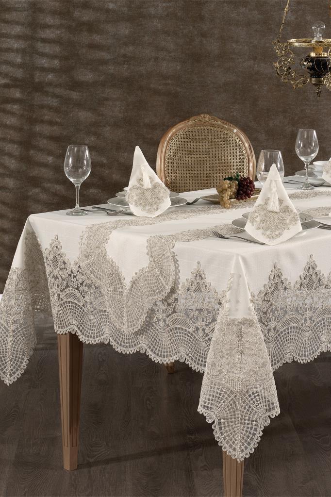 Amanda Masa Örtüsü Takımı 26 Parça Altın - 1