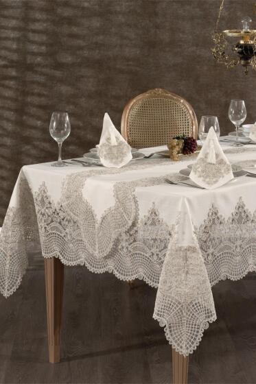 Amanda Masa Örtüsü Takımı 26 Parça Altın - Çeyiz Diyarı