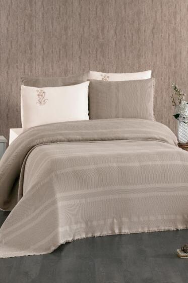 Amara 7 Parça %100 Pamuk Gelin Seti Cappucino - Çeyiz Diyarı