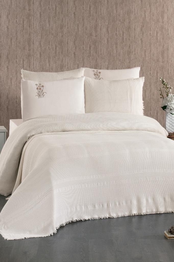 Amara 7 Parça %100 Pamuk Gelin Seti Ekru - 1