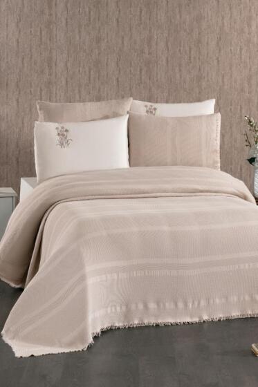 Amara 7 Parça %100 Pamuk Gelin Seti Vizon - Çeyiz Diyarı