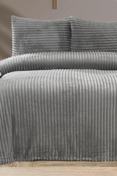 Amila Çift Kişilik 220x240 Cm Yatak Örtüsü Gri - Çeyiz Diyarı