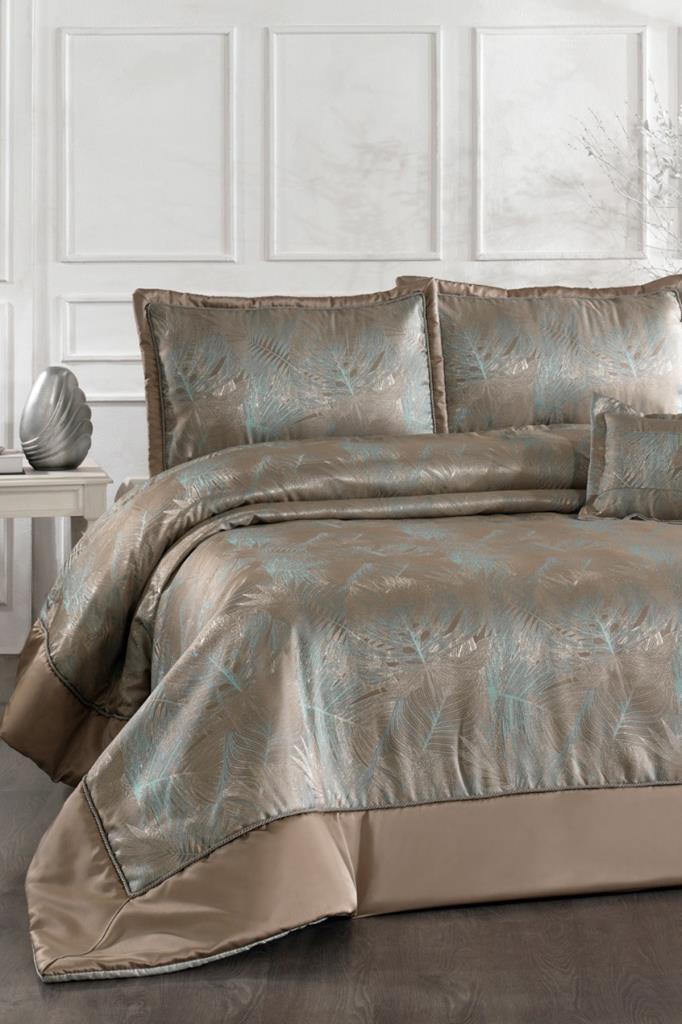Anatolia Elyaf Dolgulu Çift Kişilik 250x255 Cm Yatak Örtüsü Adaçayı - 1