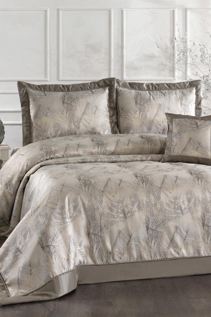 Anatolia Elyaf Dolgulu Çift Kişilik 250x255 Cm Yatak Örtüsü Gri - 1