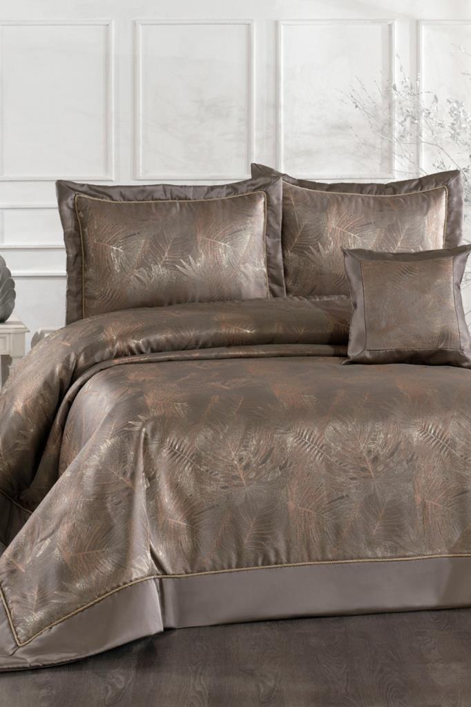 Anatolia Elyaf Dolgulu Çift Kişilik 250x255 Cm Yatak Örtüsü Vizon - 1