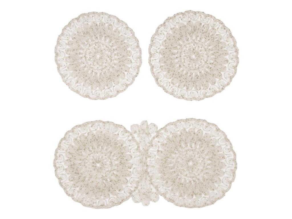 Anglez Kordone İşlemeli Lüx Yatak Odası Takımı Krem Krem - 1