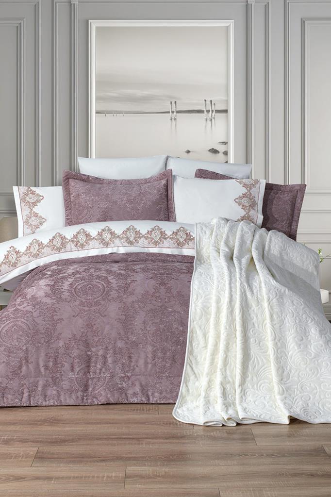 Arbor 10 Parça Battaniyeli Çeyiz Seti Gül kurusu - 1