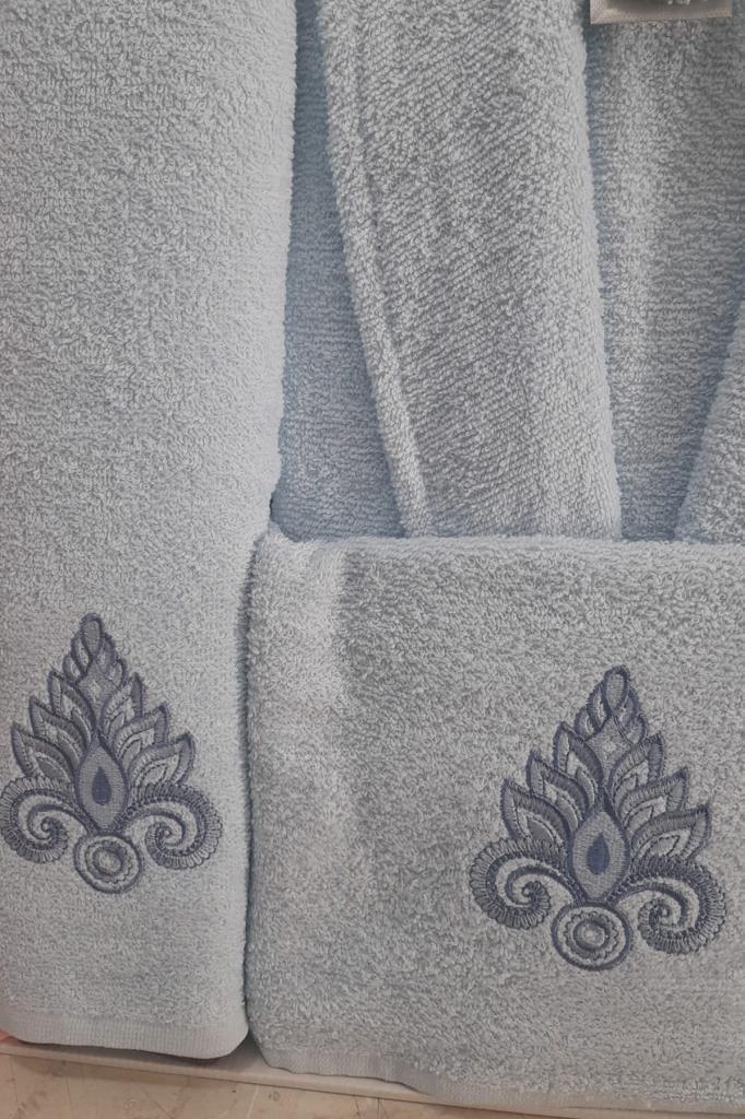 Ardora Bukle Aile Bornoz Takımı Narçiçeği Mavi - 2