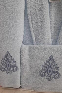 Ardora Bukle Aile Bornoz Takımı Narçiçeği Mavi - 2