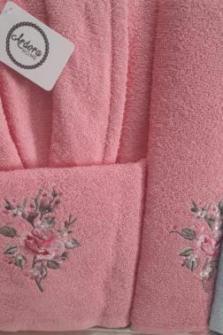 Ardora Bukle Aile Bornoz Takımı Narçiçeği Mavi - 3