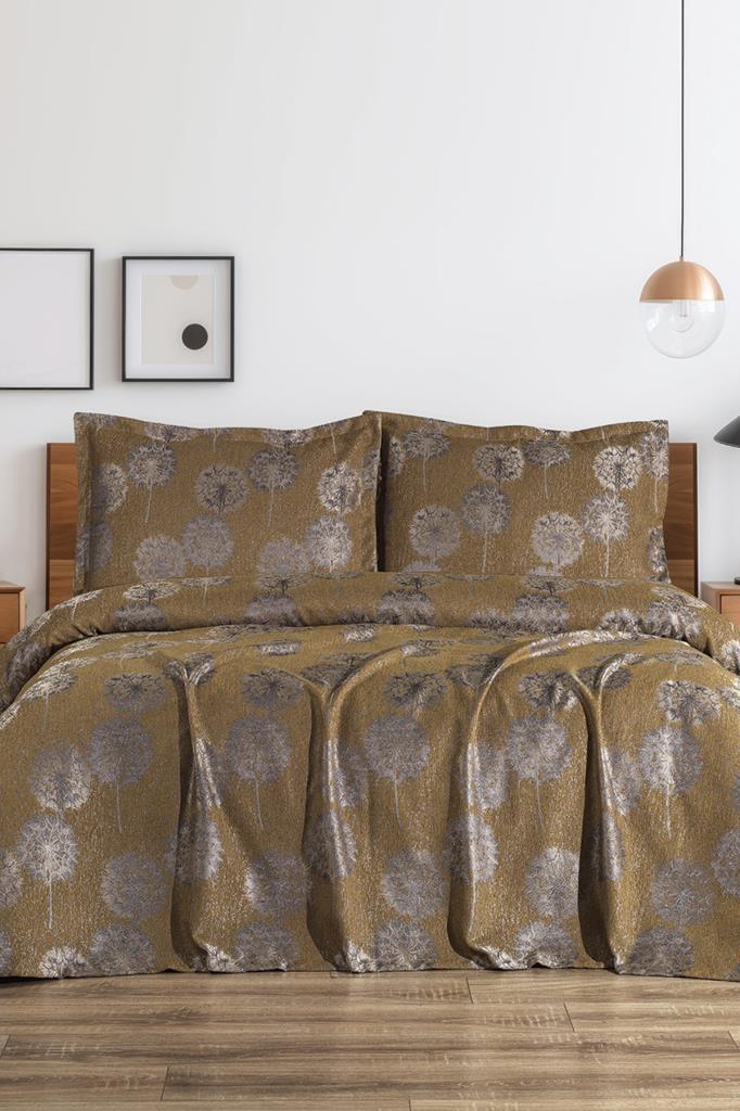 Ares 3 Parça Çift Kişilik Pike Takımı 230x250 Kahve - 1