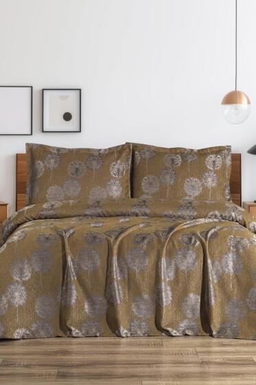 Ares 3 Parça Çift Kişilik Pike Takımı 230x250 Kahve - Çeyiz Diyarı