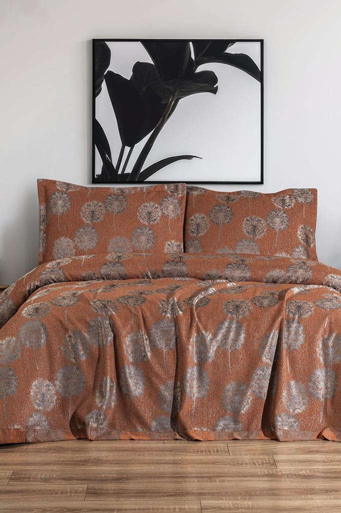 Ares 3 Parça Çift Kişilik Pike Takımı 230x250 Turuncu - 1