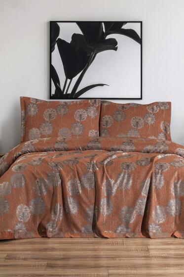 Ares 3 Parça Çift Kişilik Pike Takımı 230x250 Turuncu - Çeyiz Diyarı