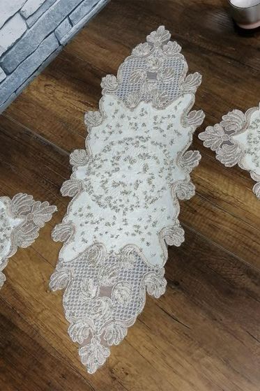 Aria Nakışlı Yatak Odası Ve Salon Takımı Krem Pudra - Çeyiz Diyarı