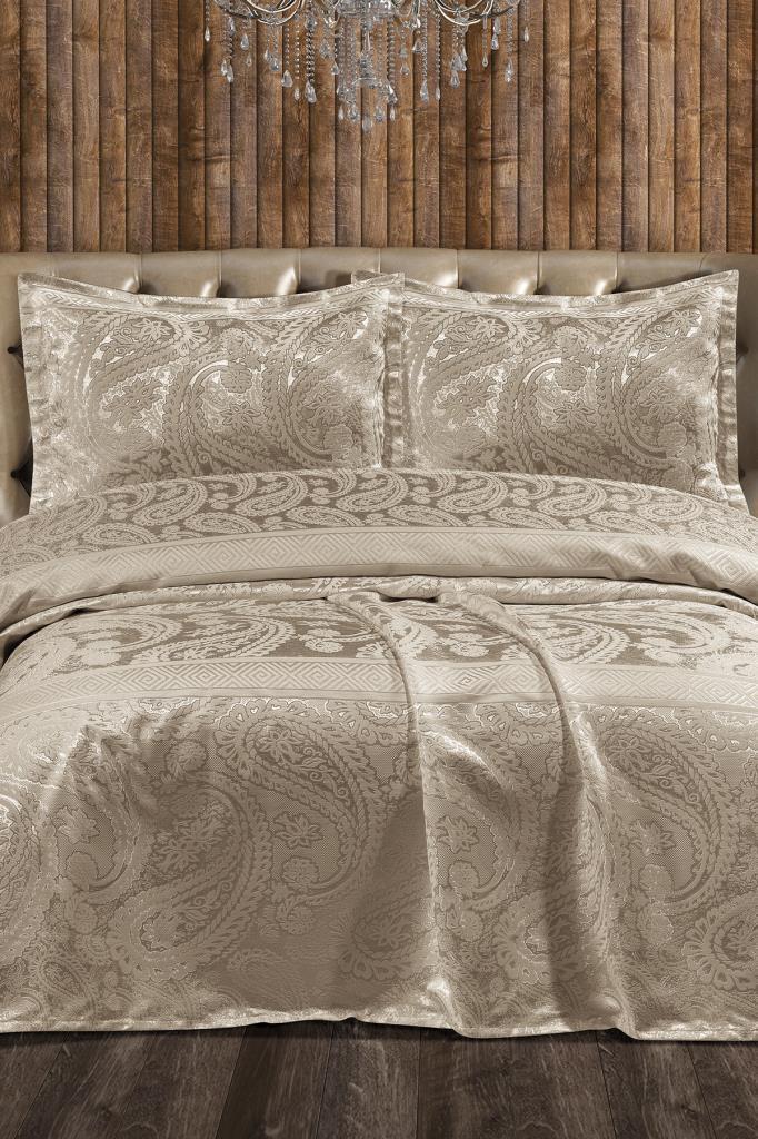 Arlina Şönil Çift Kişilik Yatak Örtüsü 240x260 cm Bej - 1