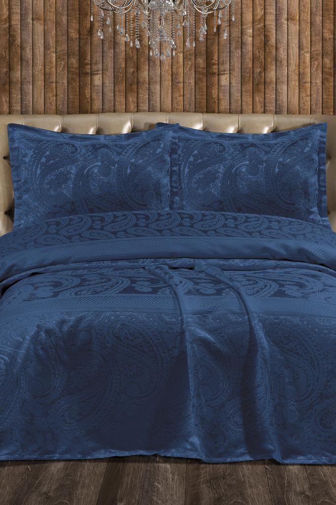 Arlina Şönil Çift Kişilik Yatak Örtüsü 240x260 cm Lacivert - 1