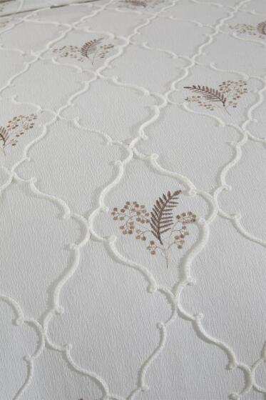 Artemis Nakışlı Şönil 2 Parça Tek Kişilik Yatak Örtüsü Bej - Çeyiz Diyarı (1)