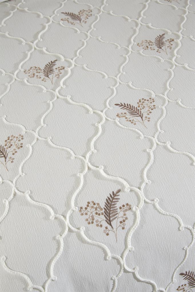 Artemis Nakışlı Şönil 2 Parça Tek Kişilik Yatak Örtüsü Bej - 6