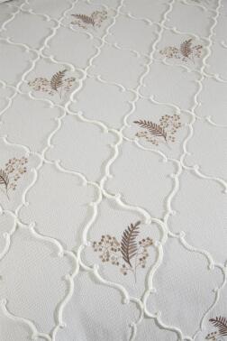 Artemis Nakışlı Şönil 2 Parça Tek Kişilik Yatak Örtüsü Bej - 6