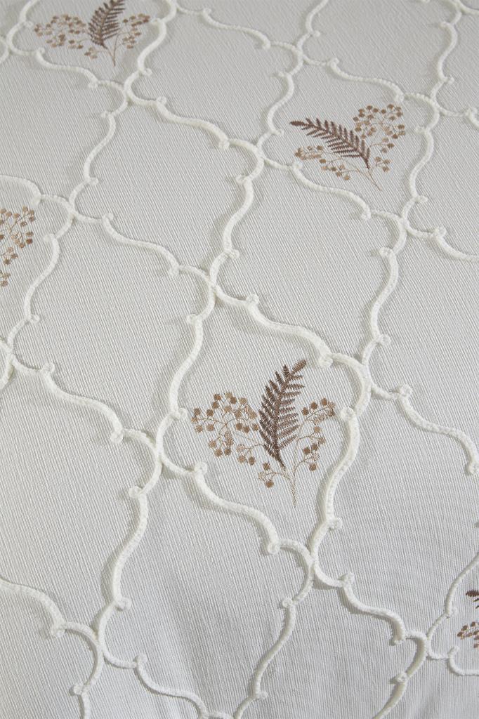 Artemis Nakışlı Şönil 2 Parça Tek Kişilik Yatak Örtüsü Bej - 7