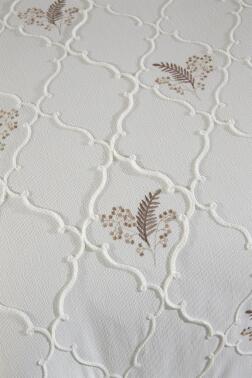 Artemis Nakışlı Şönil 2 Parça Tek Kişilik Yatak Örtüsü Bej - 7