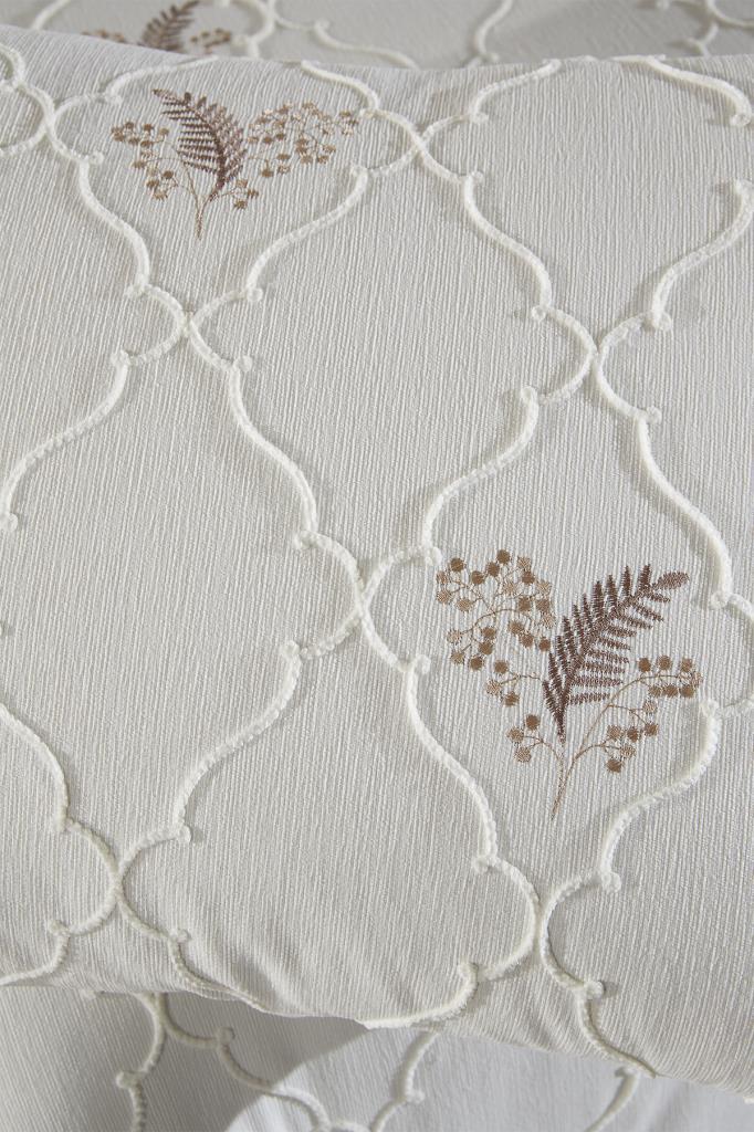 Artemis Nakışlı Şönil 2 Parça Tek Kişilik Yatak Örtüsü Bej - 8