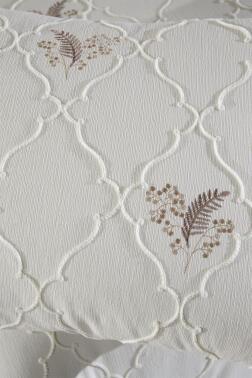 Artemis Nakışlı Şönil 2 Parça Tek Kişilik Yatak Örtüsü Bej - 8