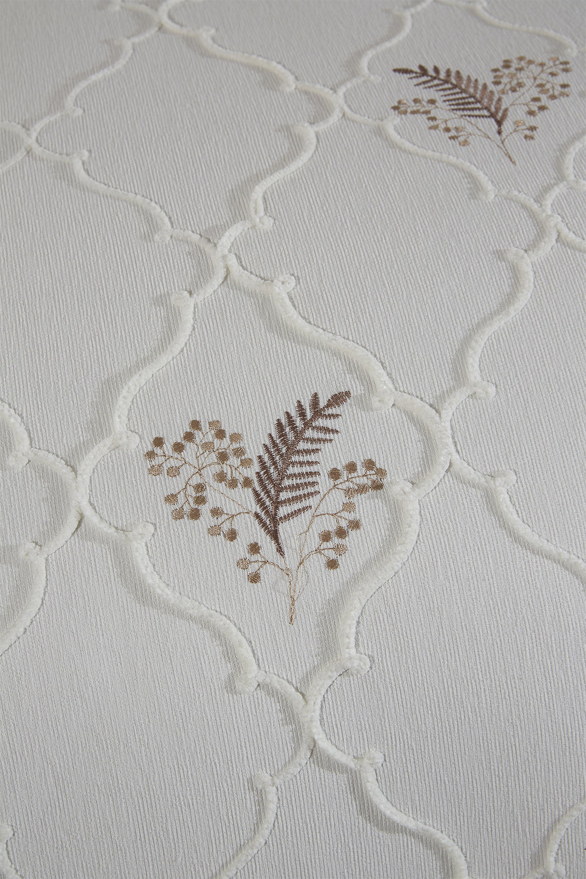 Artemis Nakışlı Şönil 3 Parça Çift Kişilik Yatak Örtüsü Bej - 6