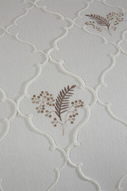 Artemis Nakışlı Şönil 3 Parça Çift Kişilik Yatak Örtüsü Bej - 6