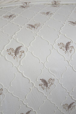 Artemis Nakışlı Şönil 3 Parça Çift Kişilik Yatak Örtüsü Bej - 8