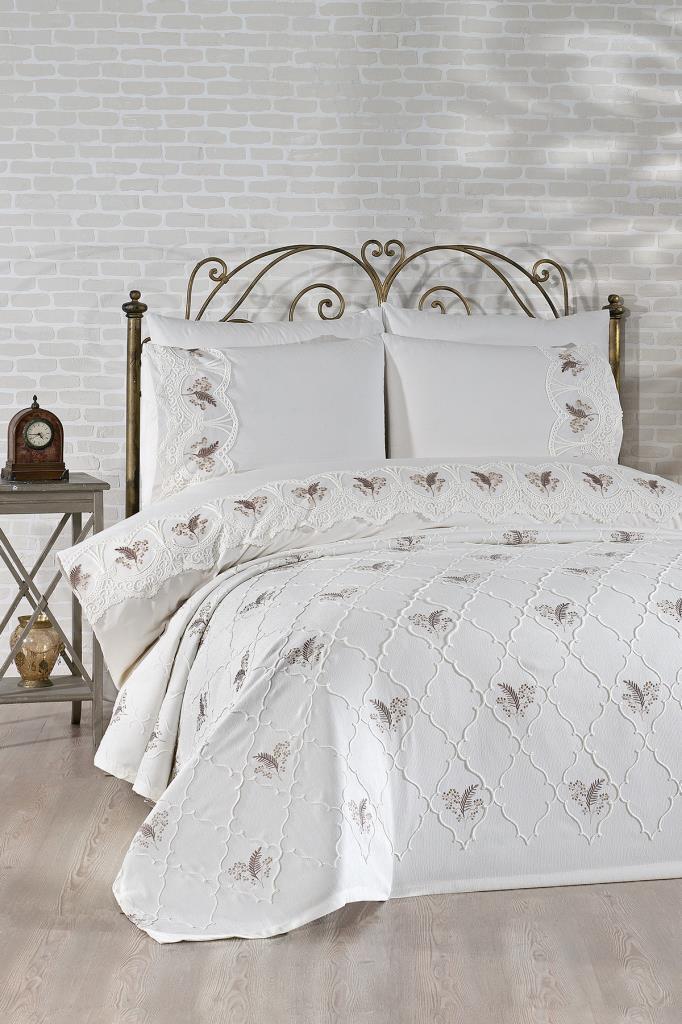 Artemis Nakışlı Şönil 7 Parça Gelin Seti Bej - 1