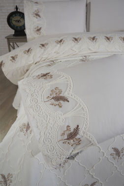 Artemis Nakışlı Şönil 7 Parça Gelin Seti Bej - 5