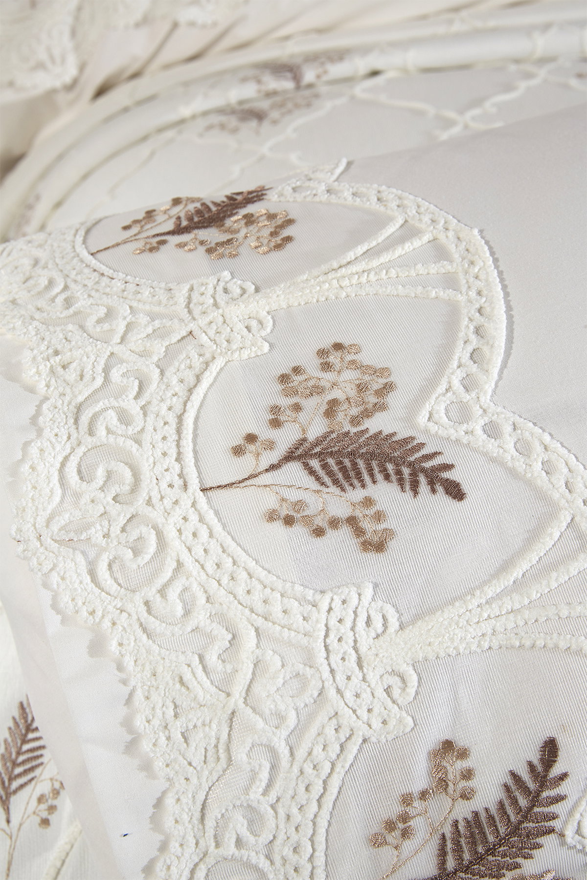 Artemis Nakışlı Şönil 7 Parça Gelin Seti Bej - 7