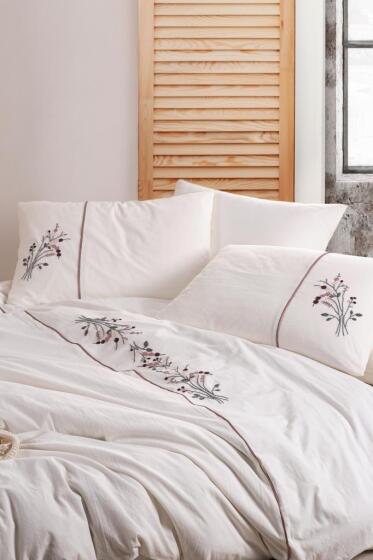 Arya 6 Parça %100 Pamuk Çift Kişilik Nevresim Takımı Pudra - Çeyiz Diyarı (1)