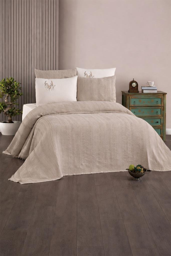 Arya 7 Parça %100 Pamuk Gelin Seti Cappucino - 1