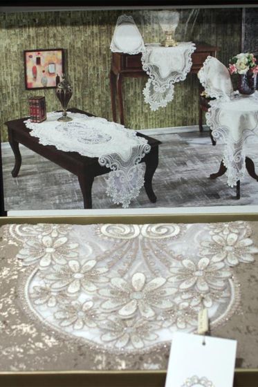 Aryen Kadife Kordone 5 Parça Salon Takımı Cappucino - Çeyiz Diyarı