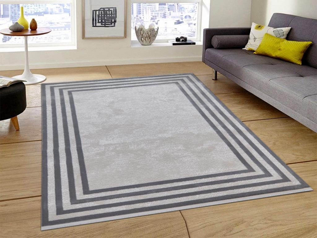 Asel Modern Gri Bej Dikdörtgen Halı 160x230cm - 1
